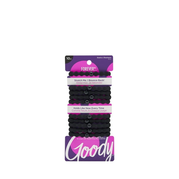 Goody Ouchless Damage-Free Forever  Black Elastics 10Ct