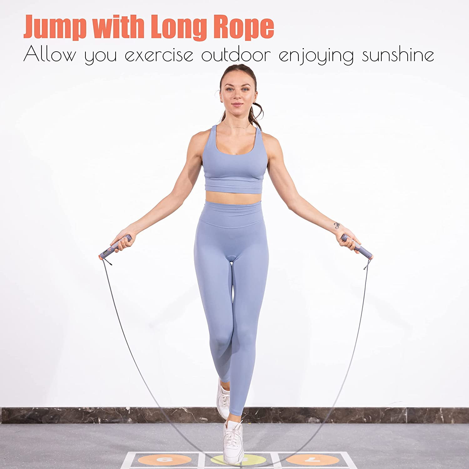 Herui Jump Rope Adjustable Digital Counting Jump Rope with Exercise Cordless Ball and Weighted Handles Speed Tangle-Free Skipping Rope with Alarm Reminder Suitable for Indoor and Outdoor Workout