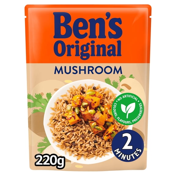 Ben's Original Mushroom Microwave Rice 220G, Imported from Britain