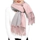 thumbnail image 1 of (ROSA+GRIS) Bufanda de cachemira para mujer Pashmina reversible de invierno Bufandas largas, gruesas y cálidas con borla para regalo de boda, 1 of 3