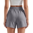 thumbnail image 3 of Shorts for Women Summer Casual Elastic High Waist Lounge Dress Shorts with Pockets 2026 Beach Vacation Clothes Gray L, 3 of 3