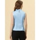 thumbnail image 3 of Top Allegra K Satén sin mangas verano volantes cuello parte delantera plisada Mujer Cielo azul S, 3 of 4