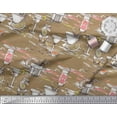 thumbnail image 2 of Soimoi Brown Rayon Crepe Fabric Lemon Slice & Soft Drink Beverages Fabric Prints By Yard 46 Inch Wide, 2 of 3
