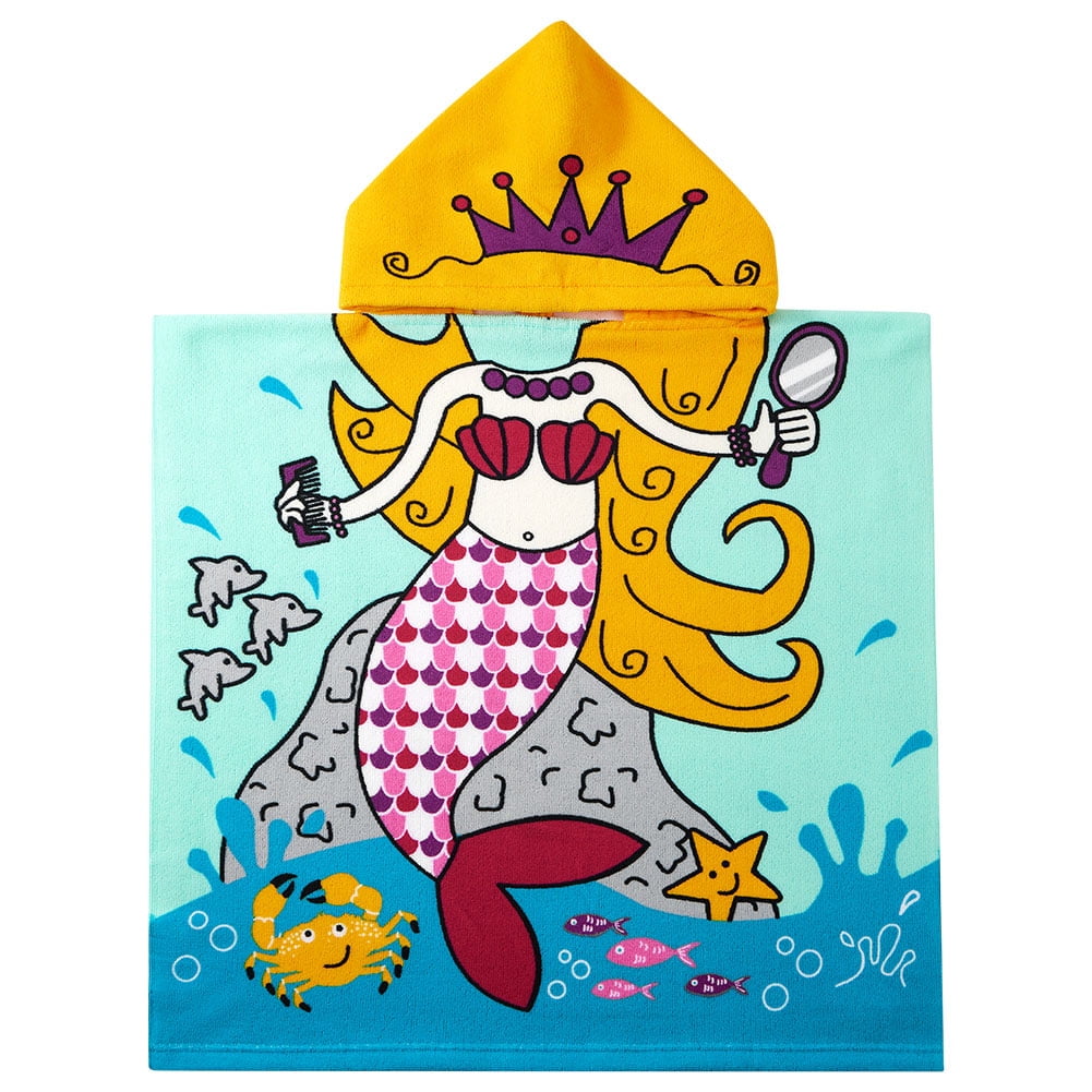 Cotton Hooded Beach Bath Towel,Baby Surf Poncho Toddlers Soft Wrap Bath