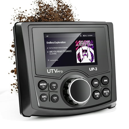 Powersports UTV Stereo AM/FM with Bluetooth Streaming 3 Zone, Compatible to Rear View Camera, External Amplifier Switch on/Off