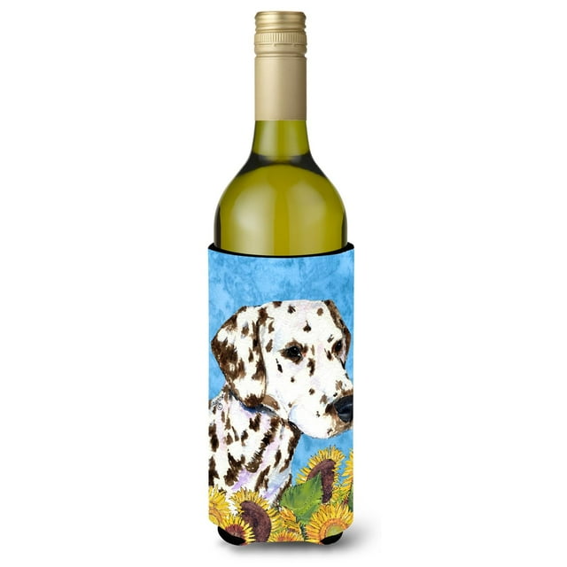 Dálmata En Flores De Verano Botella De Vino Aislador De Bebidas Aislador De Bebidas Hugger Ss4238Literk