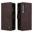 thumbnail image 2 of Dteck Samsung Galaxy Z Fold 3 5G Wallet Case with Removable Adjustable Crossbody Necklace Lanyard Shoulder Strap + Wristlet Strap, 9 Card Slots with Zipper Pocket PU Leather Case, Brown, 2 of 16