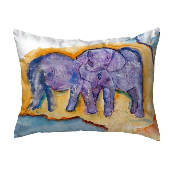 Betsy Drake KS412 11 x 14 in. Elephants Small No-Cord Pillow