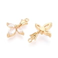 thumbnail image 2 of Brass Micro Pave Clear Cubic Zirconia Pendants Nickel Free Flower Real 18K Gold Plated 15.5x12x3.2mm Hole: 1.4mm, 2 of 3