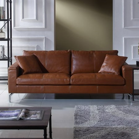 Orren Ellis Nyyear Mid Century Modern Plush Top Grain Leather Sofa Orren Ellis Nyyear Mid Century Modern Plush Top Grain Leather Sofa