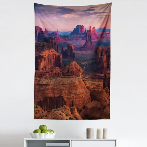 America Tapestry, Cultural Experience of Hunt Mesa Deserted Place Formation of the Rocks Photo, Fabric Wall Hanging Decor for Bedroom Living Room Dorm, 5 Sizes, Multicolor, by Ambesonne