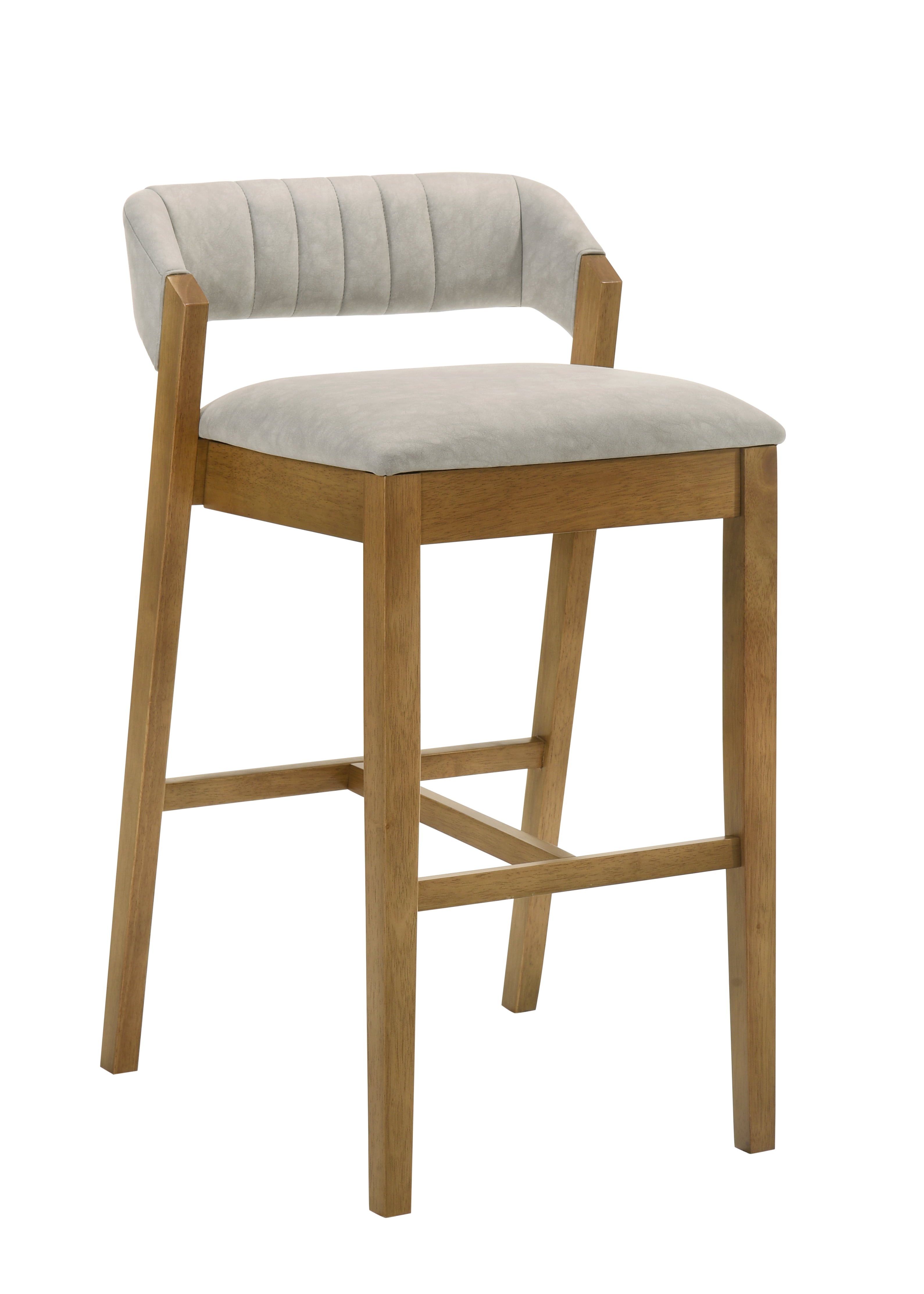 Landyn 26 in. Amber Glow Counter Height Rubberwood Barstool with Grey Fabric Seat - Set of 4