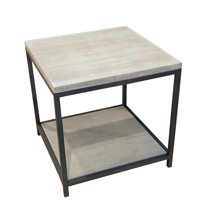Eccostyle 2-Tier Solid Bamboo Steel Frame End Table - Brushed Gray