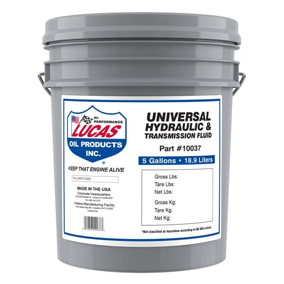Lucas Oil (345) 10037 Universal Hydraulic &amp; Transmission Fluid, 5 Gallon / 18.9 L Pail