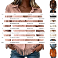 thumbnail image 3 of Cowgirl Outfits for Women,fringe Jackets Women Western Lightweight Cute Tops Long Sleeve Solid Color Fall Sweatshirts Workout Jacket Loose Fit Cozy,Brown,2XL, 3 of 5