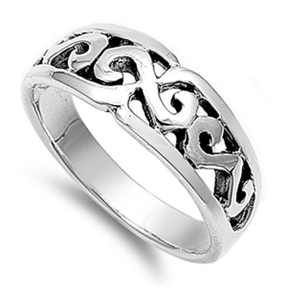 Oxidized Infinity Wave Filigree Ring .925 Sterling Silver Band Jewelry Female Male Unisex Size 9