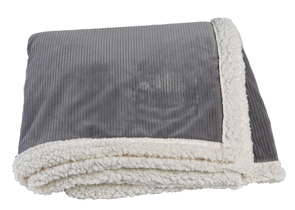 Corduroy Lambswool Throw - Gray