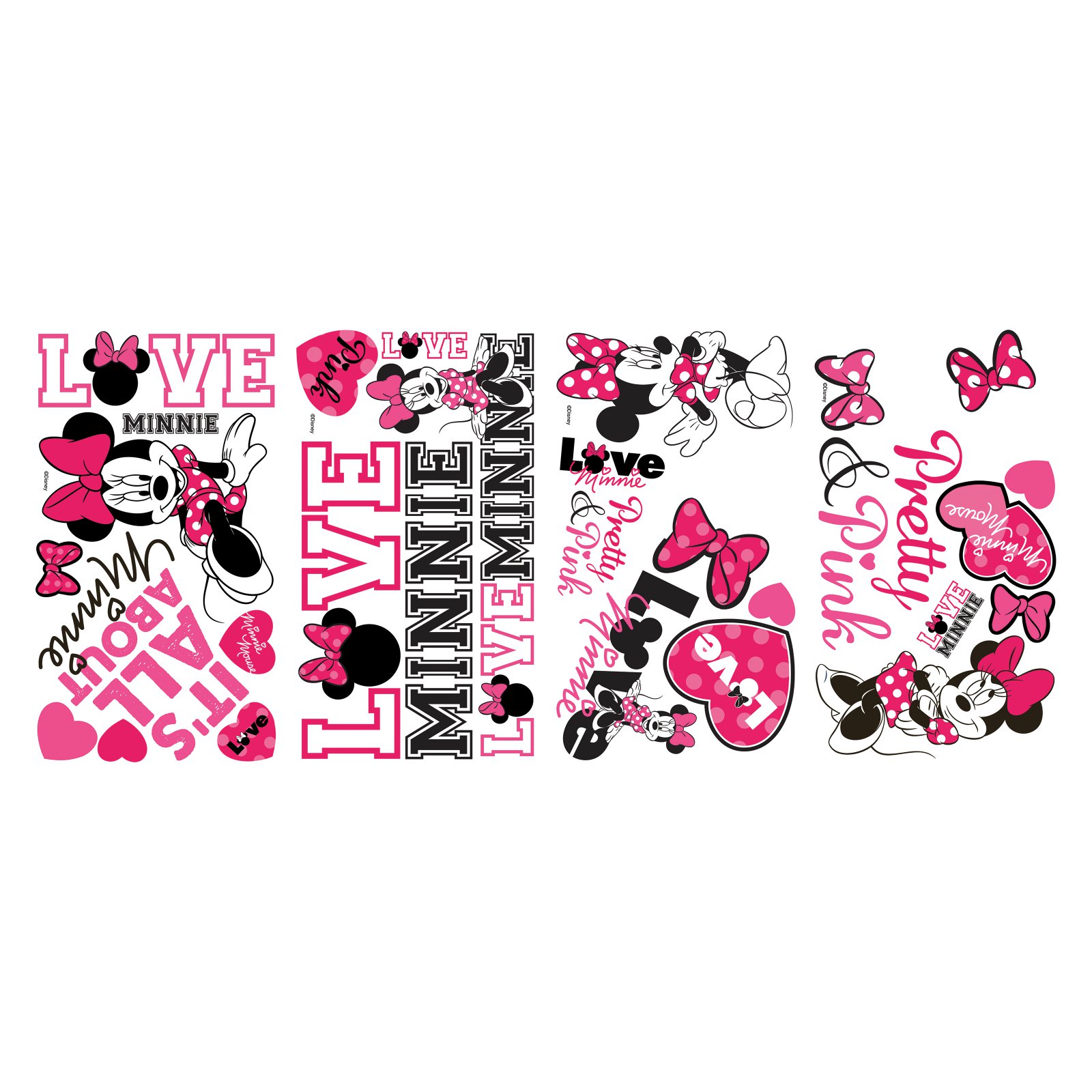 Mickey Amp Friends Minnie Loves Pink Peel Amp Stick Wall Decals Walmart Com