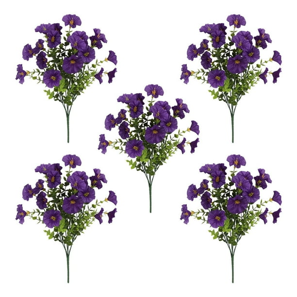 5PC Outdoor Artificial Flowers Realistic And Morning For Outdoor Decor And Arrangements