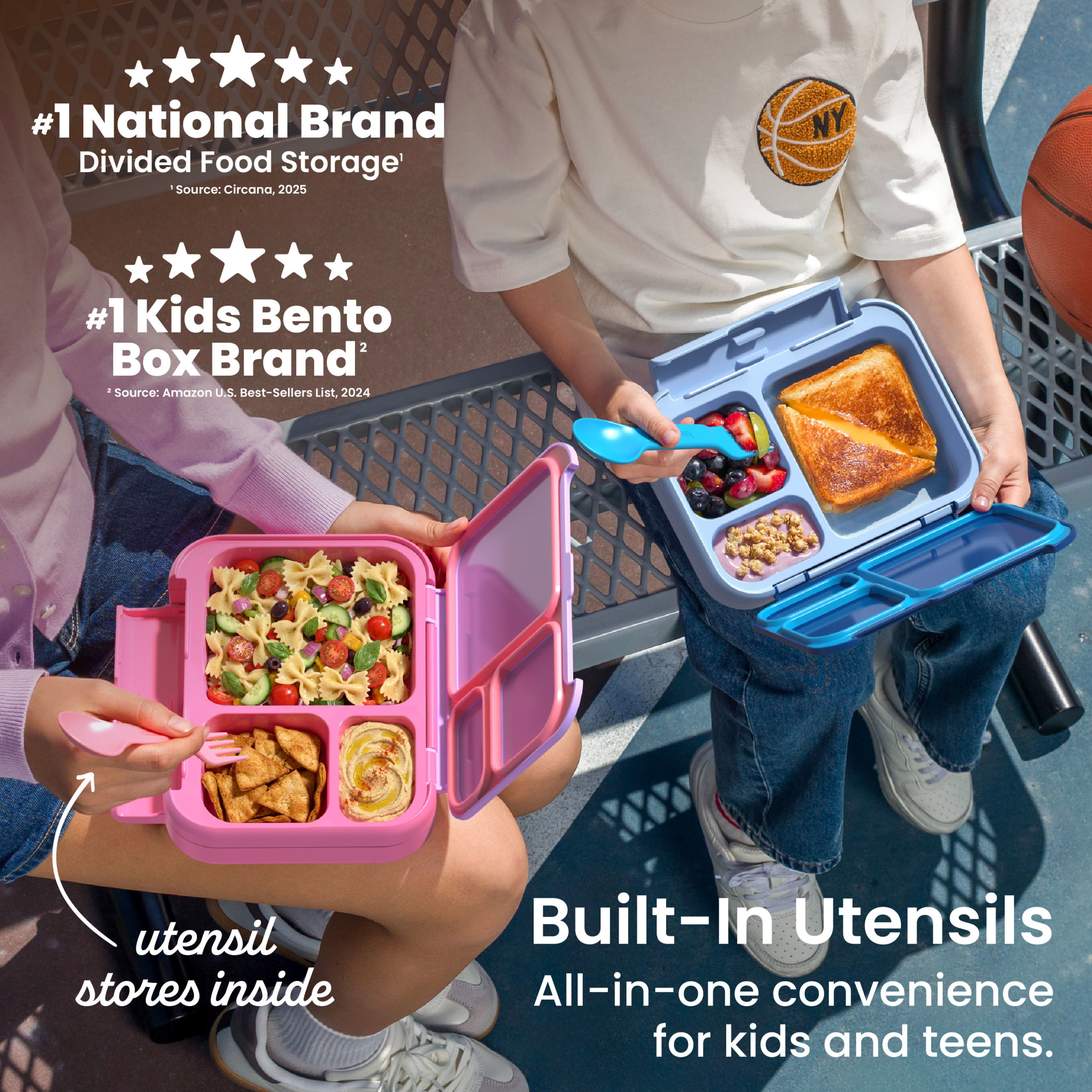 Bentgo Kids Stow & Go Lunch Box, Lilac Pink photo 4