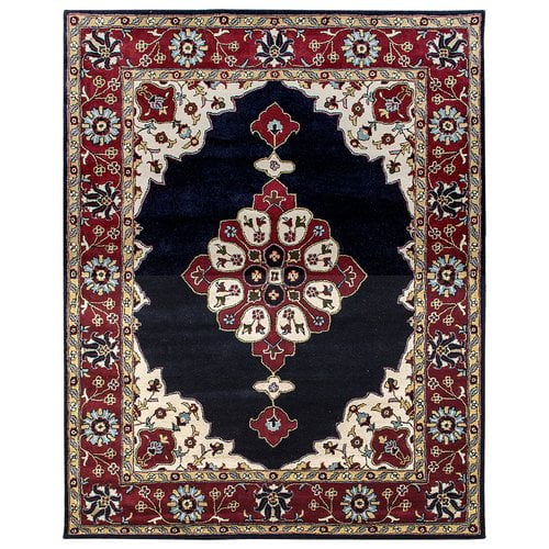 Due Process Stable Trading Company Mogul Hand-Tufted Blue/Red Area Rug