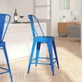 thumbnail image 3 of Merrick Lane Blue 24" High Metal Counter Height Stool with Removable Back for Indoor-Outdoor Use, 3 of 11
