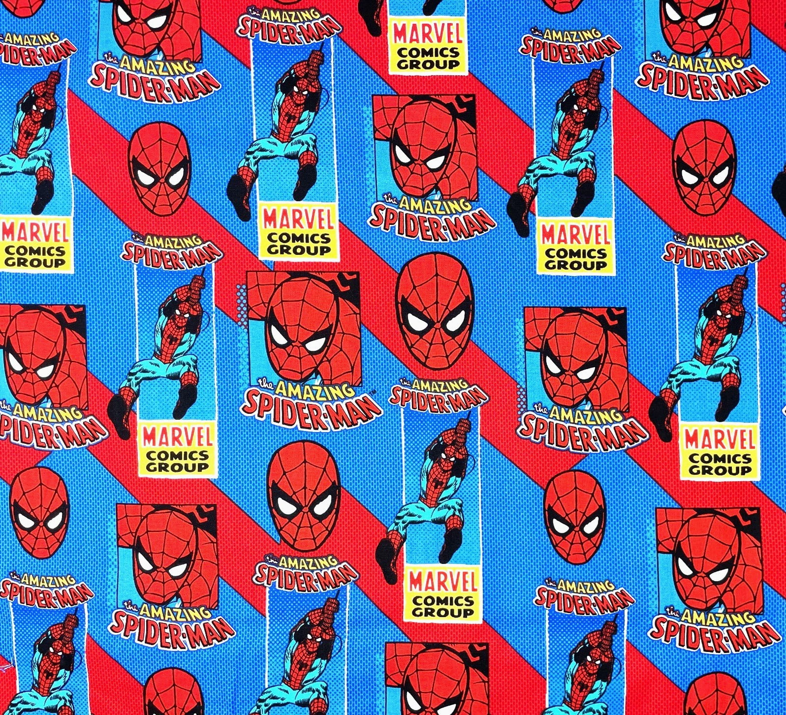 1 Yard - Marvel Spiderman on Red & Blue Cotton Fabric (Great for Quilting, Sewing, Craft Projects, Throw Pillows & More) 1 Yard X 44" Wide