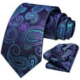 thumbnail image 3 of HISDERN Ties for Men Paisley Tie and Pocket Square Woven Classic Floral Mens Ties Handkerchief Set, 3 of 7