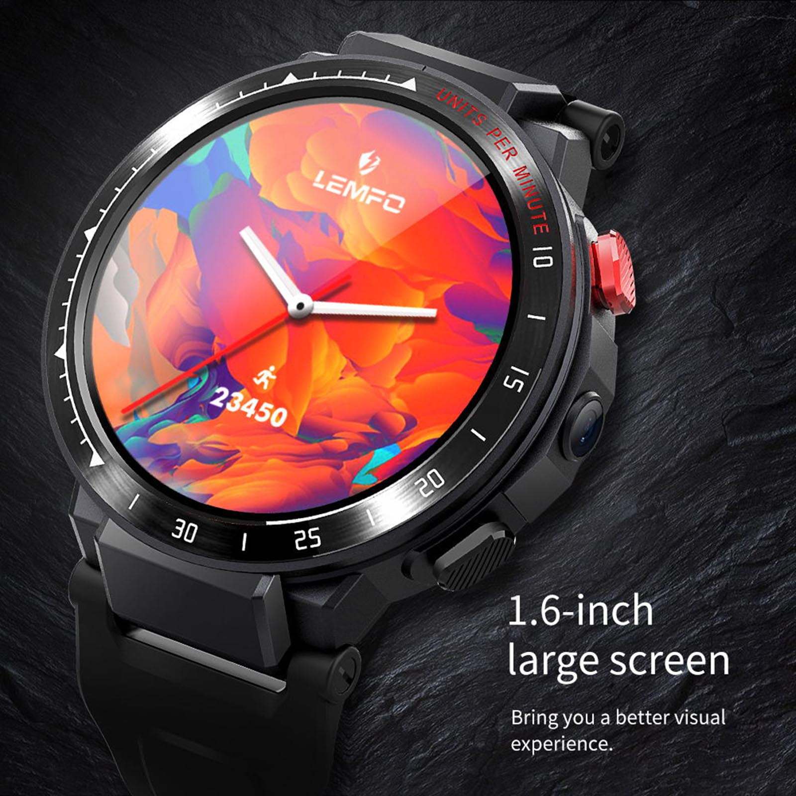 LEMFO LES4 4G Smart Watch 1.6-inch HD Touch-Screen Quad Core Processor 1GB  RAM+16GB ROM 5.0MP Camera Fitness Activity Heart Rate Monitor Pedometer 4G  LTE Smartwatch for Android iOS Black | Walmart Canada