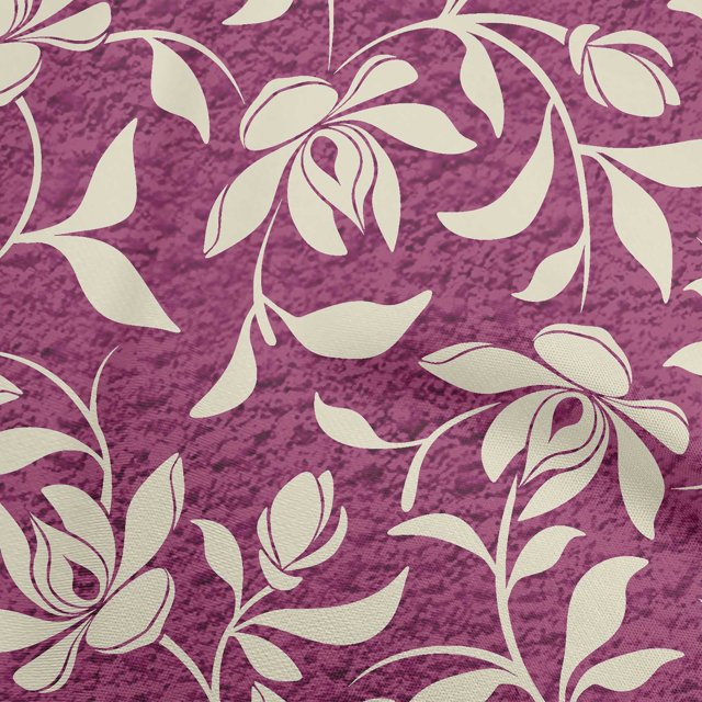 oneOone Cotton Silk Purple Fabric Floral Magnolia With Texture Craft Projects Decor Fabric Printed By The Yard 42 Inch Wide