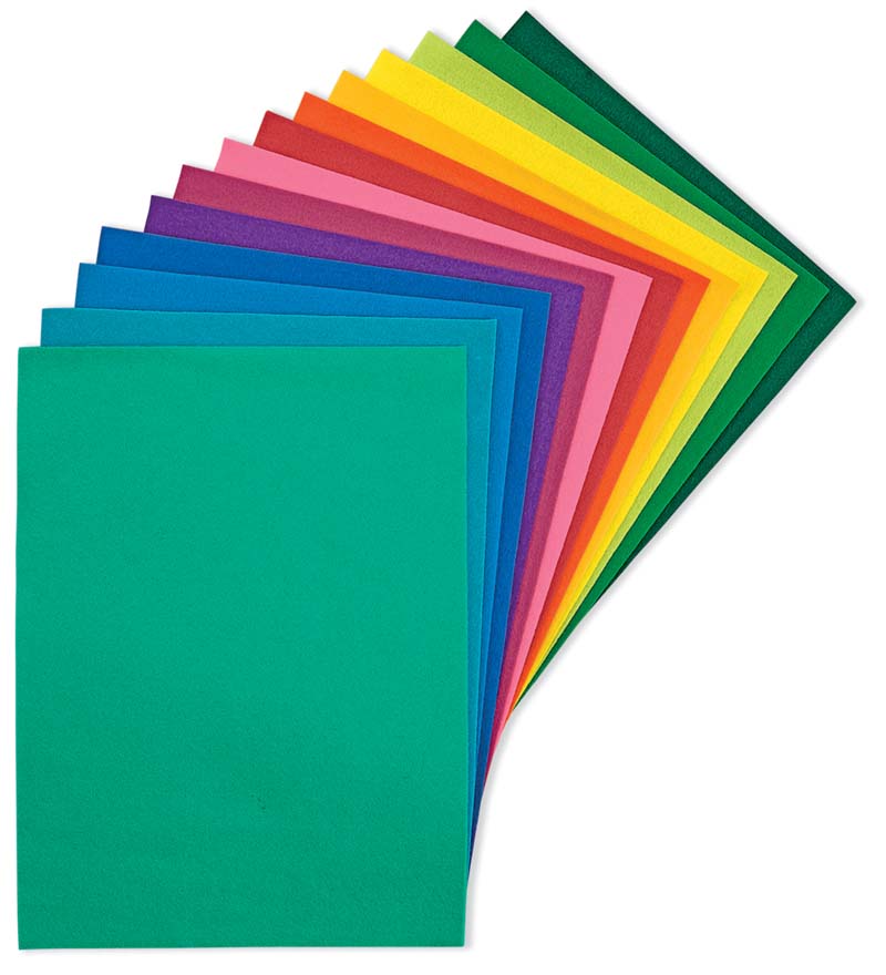 100 Wool Felt Squares, in Vibrant Jewels, 18" Sq.