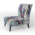 thumbnail image 3 of Designart "Spatial Illusions Purple Suprematism" Multi-Color Abstract Suprematism Upholstered Accent Chair - Modern Arm Chair For Living Room, 3 of 7