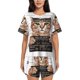thumbnail image 1 of Balery Cat Holding Mugshot Sign Conjunto de Pijama para Mujer con Estampado, Dos Piezas de Manga Corta y Shorts, Ropa de Dormir Suave con Cuello Redondo y Bolsillos-XX-Large, 1 of 6