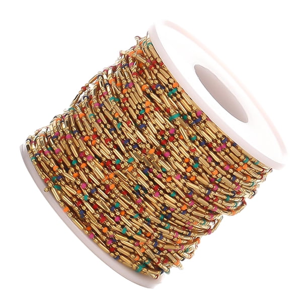 Cadena para Joyas de 50164 Pies, Sustros para Joyas de material acero Inoxidable para Manualidades DIY, Tobilleras, Colres, Pulseras , Oro BLESIY cadena de bolitas