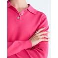 thumbnail image 4 of Free Assembly Women's and Women's Plus Polo Sweater with Long Sleeves, Lightweight, Sizes XS-4X, 4 of 5