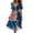 Royal Blue, variant on Casual Summer Dresses for Women 4th of July American Flag Short Sleeve Wrap V Neck Tie Waist A-Line Flowy Midi Sundress