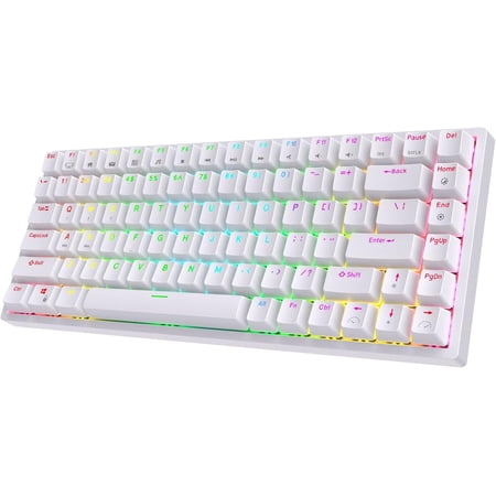 84 RGB 75% Triple Mode BT5.0/2.4G/USB-C Hot Swappable Mechanical Keyboard, 84 Gaming Keyboard w/High-Capacity , Clicky Blue