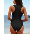 thumbnail image 7 of Zipper One Piece Swimsuit for Womens Racerback Modest Swimming Suit High Neck Monkini Swimwear, 7 of 7