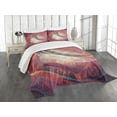 thumbnail image 3 of Ambesonne Antique Quilted Bedspread Set 3 Pcs, Grunge Circles, Queen Size, Red Yellow, 3 of 5