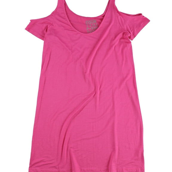 Courtship Suitors Womens Solid Shoulder Cut-Out Basic T-Shirt, Pink, Medium