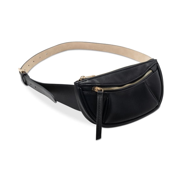 INC International Concepts Pebbled Belt Bag, Black, L
