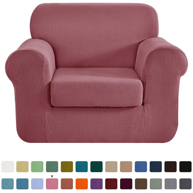 CHUN YI Stretch 2-Piece Checks Sofa Cover with Cushion Cover Slipcover