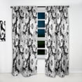thumbnail image 2 of Designart 'Retro Black and White Flowers Pattern' Mid-Century Modern Curtain Panel, 2 of 5