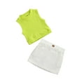 thumbnail image 5 of Douhoow 1-5Y Kids Girl Clothes Sleeveless  Fluorescence T-Shirt Mini Button Skirt Summer Outfits, 5 of 9