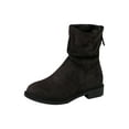 thumbnail image 1 of WRKEKC Womens Boots Ankle Booties Solid Square Toe Side Zipper Thick Heel Mid Heel Short Boots for Ladies Winter, 1 of 9