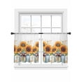 thumbnail image 6 of Summer Sunflowers Sheer Curtains for Living Room Bedroom Spring Watercolor Floral Leaf Bow Vase Sheer Curtains 45 Inch Long 2 Panels Set Light Filtering Curtain Window Treatments Drapes, 6 of 6