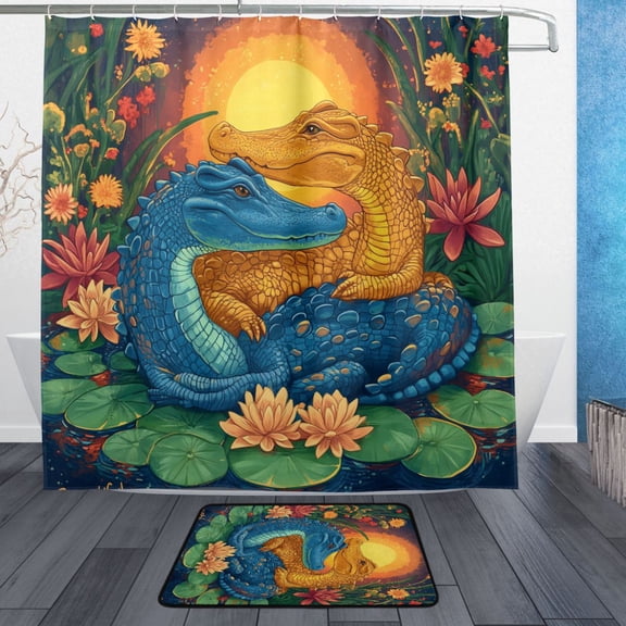 BZSMCE Shower Curtain and Bath Accessory Set,Harmony Of Colors Pattern