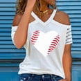 thumbnail image 1 of Hauts d'Été Grande Taille pour Femmes Mode Décontractée Col en V Blouse Imprimée Manches Courtes Épaules Dénudées T-Shirt d'Été Col en V Femmes en Solde, 1 of 8