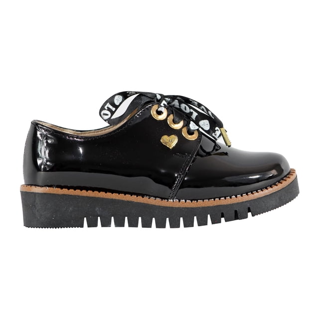 Zapatos escolares KUALI SHOES MAMBO M-443 Talla 18 CM Negro Charol