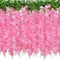 Artificial Wisteria Flower Vines Garland,12 Pcs Flower Strings for Home Decor and Wedding Party Decorations,Fake Hanging Flowers for Wall Decoration,Topboutique Silk Wisteria Flowers,Pink
